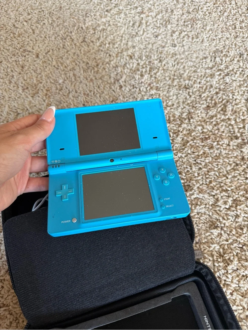 Nintendo Bright Cyan DSi Lite with Protective Black Carry Case